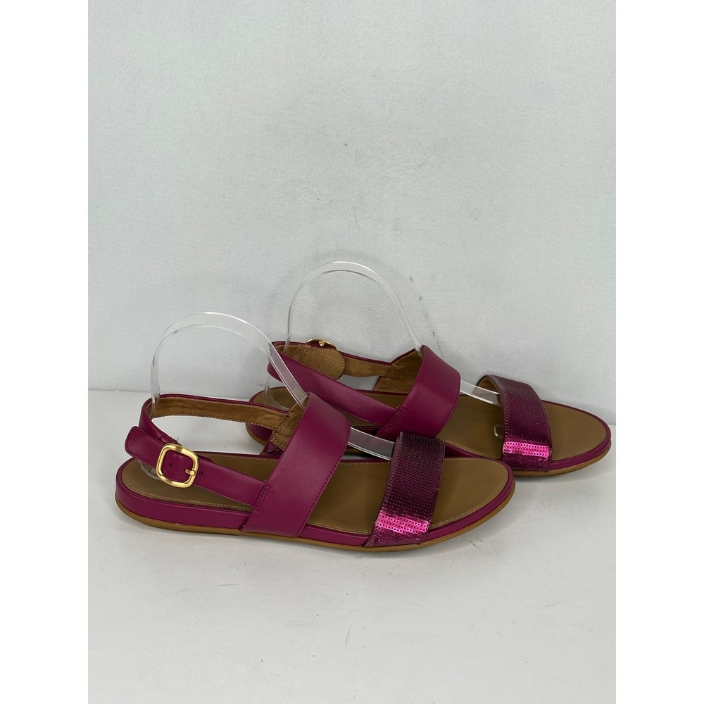FitFlop Lulu Sequin Leather Back-Strap Sandals Fuchsia Pink Bohemian Womens 9